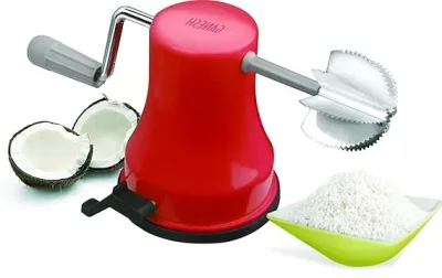 Ganesh Coconut Scraper with Vacuum Base, Coconut Crusher Manual Hand Roller